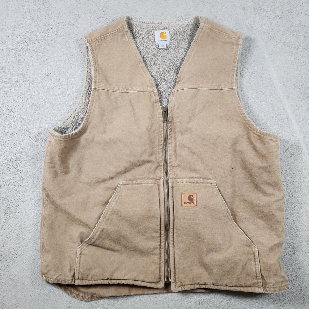 Carhartt Sherpa Lined Vest Brown Mens size LT Large Tall V26 FRB Sandstone